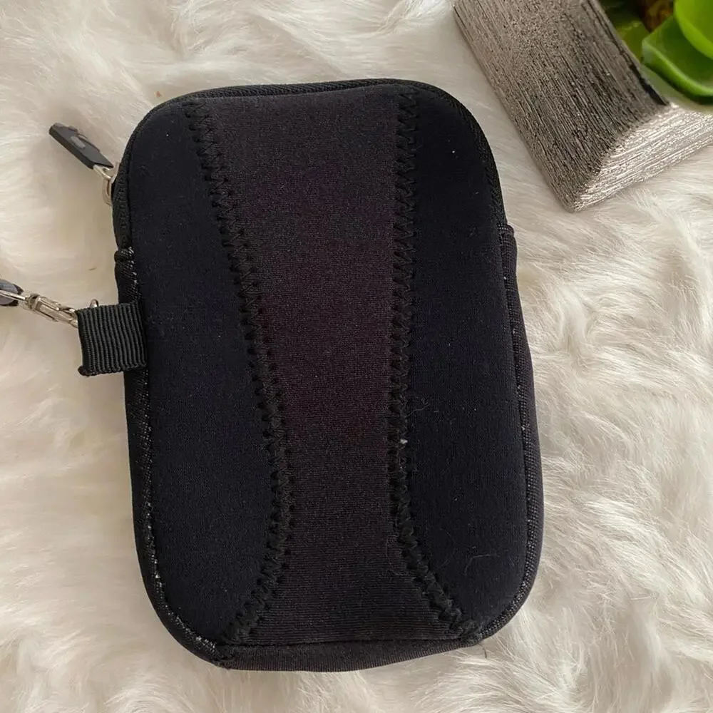 Black Wristlet Clutch Bag with Zipper Closure